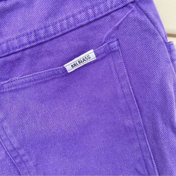 Vintage Bill Blass High Button Waist Purple Denim Distressed Shorts Size 10 - Picture 7 of 11